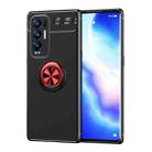 For OPPO Reno5 Pro+ Metal Ring Holder 360 Degree Rotating TPU Case(Black+Red) - 1