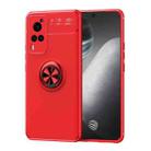 For vivo X60 Metal Ring Holder 360 Degree Rotating TPU Case(Red+Red) - 1