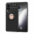 For vivo X60 Metal Ring Holder 360 Degree Rotating TPU Case(Black+Rose Gold) - 1