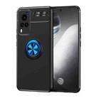 For vivo X60 Metal Ring Holder 360 Degree Rotating TPU Case(Black+Blue) - 1