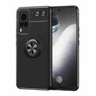 For vivo Y51 2020 Metal Ring Holder 360 Degree Rotating TPU Case(Black+Black) - 1