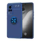 For vivo Y51 2020 Metal Ring Holder 360 Degree Rotating TPU Case(Blue+Blue) - 1