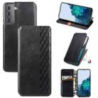 For Samsung Galaxy S21 5G Cubic Grid Pressed Horizontal Flip Magnetic PU Leather Case with Holder & Card Slots & Wallet(Black) - 1