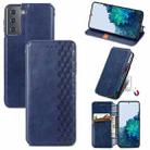 For Samsung Galaxy S21 5G Cubic Grid Pressed Horizontal Flip Magnetic PU Leather Case with Holder & Card Slots & Wallet(Blue) - 1