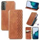 For Samsung Galaxy S21 5G Cubic Grid Pressed Horizontal Flip Magnetic PU Leather Case with Holder & Card Slots & Wallet(Brown) - 1