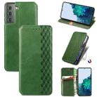 For Samsung Galaxy S21 5G Cubic Grid Pressed Horizontal Flip Magnetic PU Leather Case with Holder & Card Slots & Wallet(Green) - 1