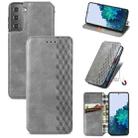 For Samsung Galaxy S21+ 5G Cubic Grid Pressed Horizontal Flip Magnetic PU Leather Case with Holder & Card Slots & Wallet(Gray) - 1