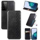 For Samsung Galaxy S21 Ultra 5G Cubic Grid Pressed Horizontal Flip Magnetic PU Leather Case with Holder & Card Slots & Wallet(Black) - 1