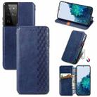 For Samsung Galaxy S21 Ultra 5G Cubic Grid Pressed Horizontal Flip Magnetic PU Leather Case with Holder & Card Slots & Wallet(Blue) - 1