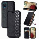 For Samsung Galaxy  A12 Cubic Grid Pressed Horizontal Flip Magnetic PU Leather Case with Holder & Card Slots & Wallet(Black) - 1