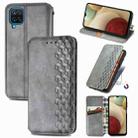 For Samsung Galaxy  A12 Cubic Grid Pressed Horizontal Flip Magnetic PU Leather Case with Holder & Card Slots & Wallet(Gray) - 1