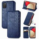 For Samsung Galaxy A02s(US Edition) Cubic Grid Pressed Horizontal Flip Magnetic PU Leather Case with Holder & Card Slots & Wallet(Blue) - 1