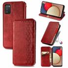 For Samsung Galaxy A02s(US Edition) Cubic Grid Pressed Horizontal Flip Magnetic PU Leather Case with Holder & Card Slots & Wallet(Red) - 1