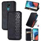 For Motorola MOTO E7 Cubic Grid Pressed Horizontal Flip Magnetic PU Leather Case with Holder & Card Slots & Wallet(Black) - 1