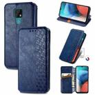 For Motorola MOTO E7 Cubic Grid Pressed Horizontal Flip Magnetic PU Leather Case with Holder & Card Slots & Wallet(Blue) - 1