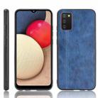 For Samsung Galaxy A02s European Version Shockproof Sewing Cow Pattern Skin PC + PU + TPU Case(Blue) - 1