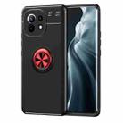 For Xiaomi Mi  11 Metal Ring Holder 360 Degree Rotating TPU Case(Black+Red) - 1