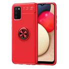 For Samsung Galaxy A02s (EU Version) Metal Ring Holder 360 Degree Rotating TPU Case(Red+Red) - 1