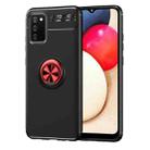 For Samsung Galaxy A02s (EU Version) Metal Ring Holder 360 Degree Rotating TPU Case(Black+Red) - 1