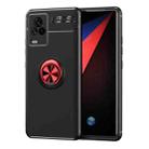 For vivo IQOO7 Metal Ring Holder 360 Degree Rotating TPU Case(Black+Red) - 1