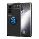 For vivo X60Pro Metal Ring Holder 360 Degree Rotating TPU Case(Black+Blue) - 1