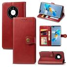 For Huawei Mate 40 Pro Retro Solid Color Leather Buckle Phone Case with Lanyard & Photo Frame & Card Slot & Wallet & Stand Function(Red) - 1