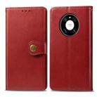 For Huawei Mate 40 Pro Retro Solid Color Leather Buckle Phone Case with Lanyard & Photo Frame & Card Slot & Wallet & Stand Function(Red) - 2