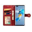 For Huawei Mate 40 Pro Retro Solid Color Leather Buckle Phone Case with Lanyard & Photo Frame & Card Slot & Wallet & Stand Function(Red) - 3
