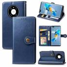 For Huawei Mate 40 Pro Retro Solid Color Leather Buckle Phone Case with Lanyard & Photo Frame & Card Slot & Wallet & Stand Function(Blue) - 1