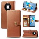 For Huawei Mate 40 Pro Retro Solid Color Leather Buckle Phone Case with Lanyard & Photo Frame & Card Slot & Wallet & Stand Function(Brown) - 1
