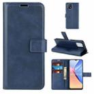 Retro Calf Pattern Buckle Card Wallet Left and Right Flip Phone Holster with Bracket Function For vivo iQOO U3 / Y52S(Blue) - 1