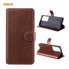 For Samsung Galaxy S21 Ultra 5G ENKAY Hat-Prince Horizontal Flip PU Leather Case with Holder & Card Slots & Wallet(Brown) - 1