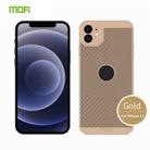 For iPhone 12 MOFi Honeycomb Texture Breathable PC Shockproof Protective Back Cover Case(Gold) - 1