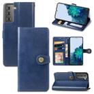 For Samsung Galaxy S21 Plus 5G Retro Solid Color Leather Buckle Phone Case with Lanyard & Photo Frame & Card Slot & Wallet & Stand Function(Blue) - 1
