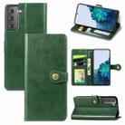 For Samsung Galaxy S21 Plus 5G Retro Solid Color Leather Buckle Phone Case with Lanyard & Photo Frame & Card Slot & Wallet & Stand Function(Green) - 1