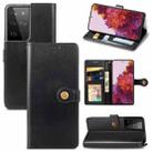 For Samsung Galaxy S21 Ultra 5G Retro Solid Color Leather Buckle Phone Case with Lanyard & Photo Frame & Card Slot & Wallet & Stand Function(Black) - 1