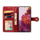 For Samsung Galaxy S21 Ultra 5G Retro Solid Color Leather Buckle Phone Case with Lanyard & Photo Frame & Card Slot & Wallet & Stand Function(Red) - 3