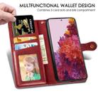 For Samsung Galaxy S21 Ultra 5G Retro Solid Color Leather Buckle Phone Case with Lanyard & Photo Frame & Card Slot & Wallet & Stand Function(Red) - 5