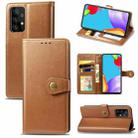 For Samsung Galaxy A52 5G / 4G Retro Solid Color Leather Buckle Phone Case with Lanyard & Photo Frame & Card Slot & Wallet & Stand Function(Brown) - 1