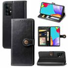 For Samsung Galaxy A72 5G / 4G Retro Solid Color Leather Buckle Phone Case with Lanyard & Photo Frame & Card Slot & Wallet & Stand Function(Black) - 1