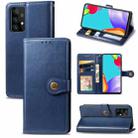 For Samsung Galaxy A72 5G / 4G Retro Solid Color Leather Buckle Phone Case with Lanyard & Photo Frame & Card Slot & Wallet & Stand Function(Blue) - 1