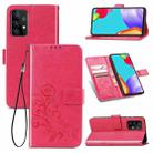 For Samsung Galaxy A72 5G / 4G Four-leaf Clasp Embossed Buckle Mobile Phone Protection Leather Case with Lanyard & Card Slot & Wallet & Bracket Function(Magenta) - 1