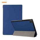 For Samsung Galaxy Tab A7 10.4 2020 T500 / T505 ENKAY 3-folding Skin Texture Horizontal Flip PU Leather + PC Smart Case with Holder(Dark Blue) - 1