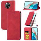 For Xiaomi Redmi Note 9 5G Retro Skin Feel Business Magnetic Horizontal Flip Leather Case With Holder & Card Slots & Wallet & Photo Frame(Red) - 1