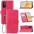 For Huawei  Nova 8  Four-leaf Clasp Embossed Buckle Mobile Phone Protection Leather Case with Lanyard & Card Slot & Wallet & Bracket Function(Magenta) - 1