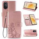 For Huawei  Nova 8  Four-leaf Clasp Embossed Buckle Mobile Phone Protection Leather Case with Lanyard & Card Slot & Wallet & Bracket Function(Rose Gold) - 1