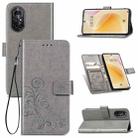 For Huawei  Nova 8  Four-leaf Clasp Embossed Buckle Mobile Phone Protection Leather Case with Lanyard & Card Slot & Wallet & Bracket Function(Gray) - 1