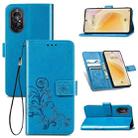 For Huawei  Nova 8  Four-leaf Clasp Embossed Buckle Mobile Phone Protection Leather Case with Lanyard & Card Slot & Wallet & Bracket Function(Blue) - 1