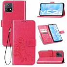 For vivo Y52s Four-leaf Clasp Embossed Buckle Mobile Phone Protection Leather Case with Lanyard & Card Slot & Wallet & Bracket Function(Magenta) - 1
