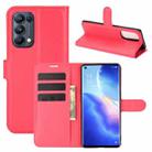 For OPPO Reno5 Pro 5G Litchi Texture Horizontal Flip Protective Case with Holder & Card Slots & Wallet(Red) - 1